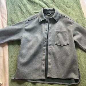 Zara Charcoal Button-Up Shirt Jacket